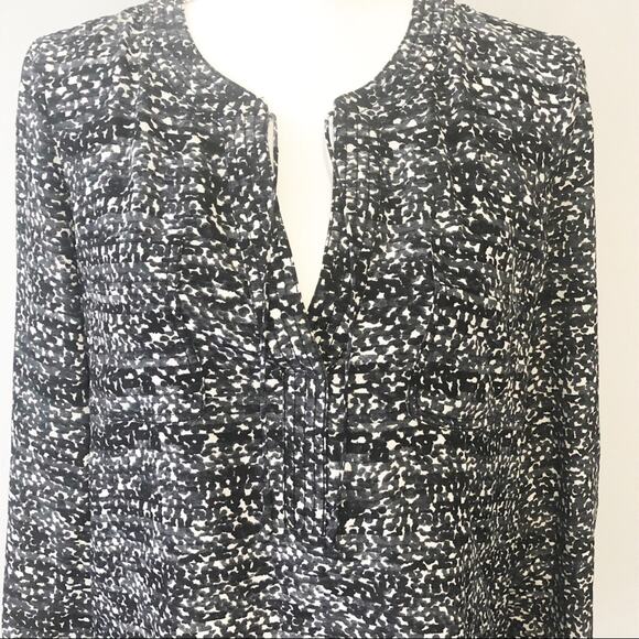 Rebecca Taylor black silk geometric blouse size 6 flowy long sleeve designer - Picture 2 of 9